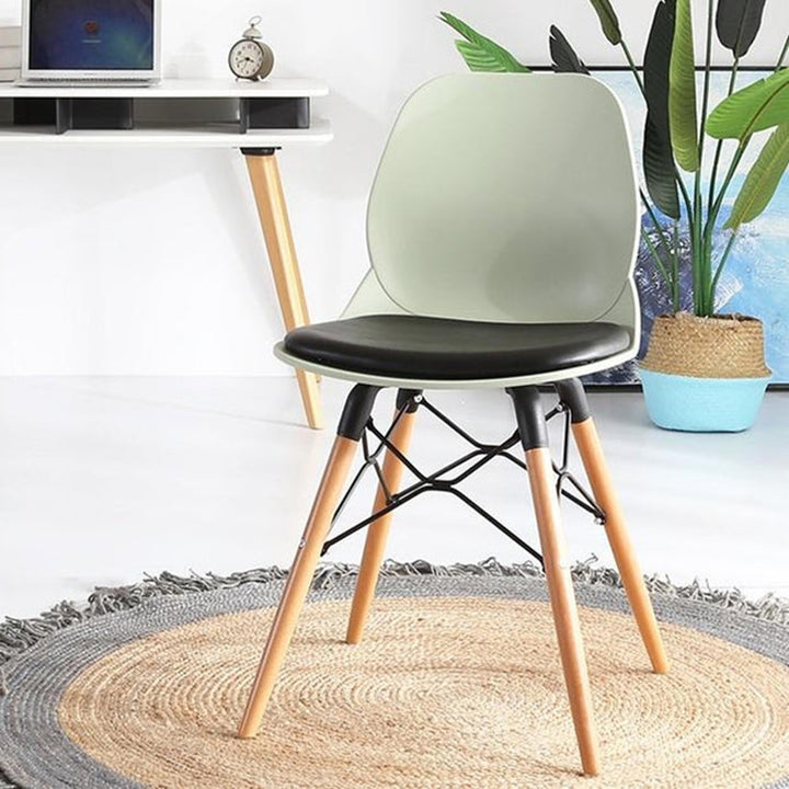 Contemporary Scandinavian PP Beech Wood Legs Chair - Upholstered Seat Cross Support Dining Chair For Dining Room