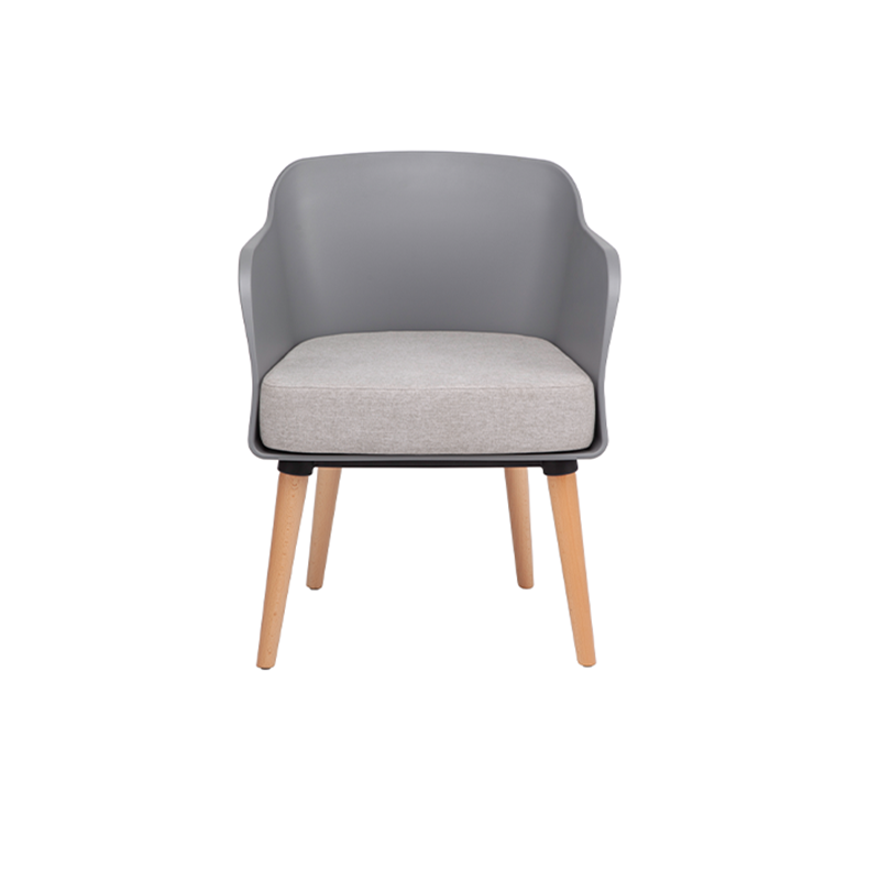 Modern PP Shell Beech Wood Legs Dining Armchair - Minimalist Upholstered Dining Chair With Backrest For Dining Room