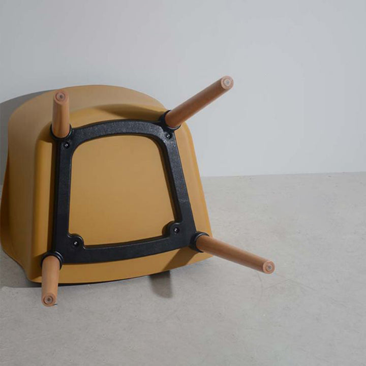Modern PP Shell Beech Wood Legs Dining Armchair - Minimalist Upholstered Dining Chair With Backrest For Dining Room