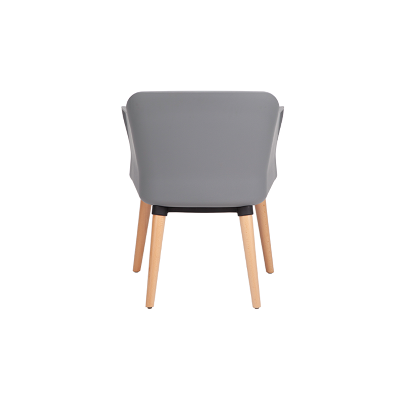 Modern PP Shell Beech Wood Legs Dining Armchair - Minimalist Upholstered Dining Chair With Backrest For Dining Room