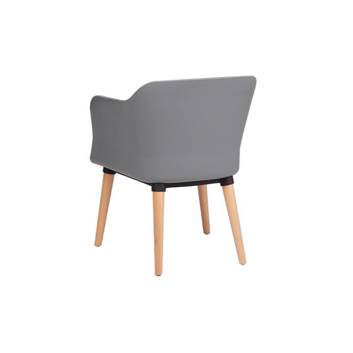Modern PP Shell Beech Wood Legs Dining Armchair - Minimalist Upholstered Dining Chair With Backrest For Dining Room