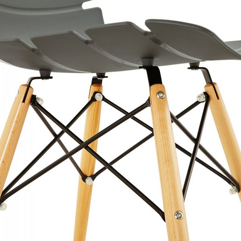 Contemporary Beech Wood Legs Steel Cross Bracing Chair - Creative Geometric Gray Dining Chair For Dining Room