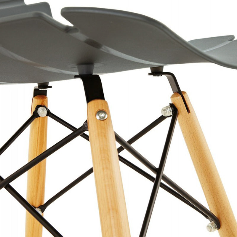 Contemporary Beech Wood Legs Steel Cross Bracing Chair - Creative Geometric Gray Dining Chair For Dining Room