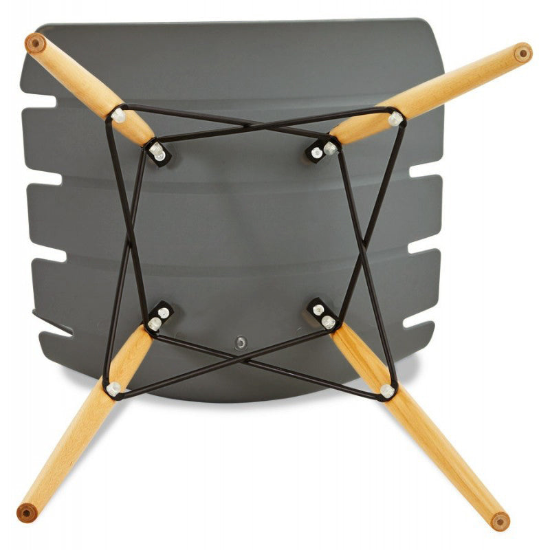 Contemporary Beech Wood Legs Steel Cross Bracing Chair - Creative Geometric Gray Dining Chair For Dining Room