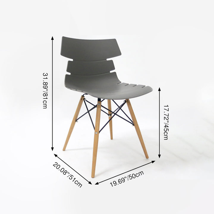 Contemporary Beech Wood Legs Steel Cross Bracing Chair - Creative Geometric Gray Dining Chair For Dining Room
