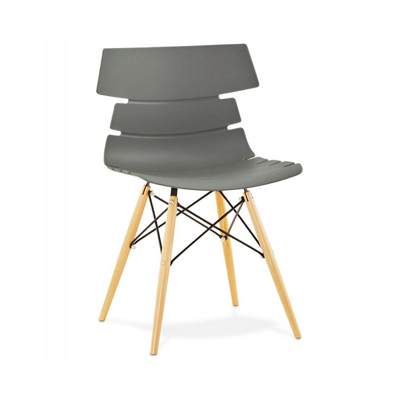 Contemporary Beech Wood Legs Steel Cross Bracing Chair - Creative Geometric Gray Dining Chair For Dining Room
