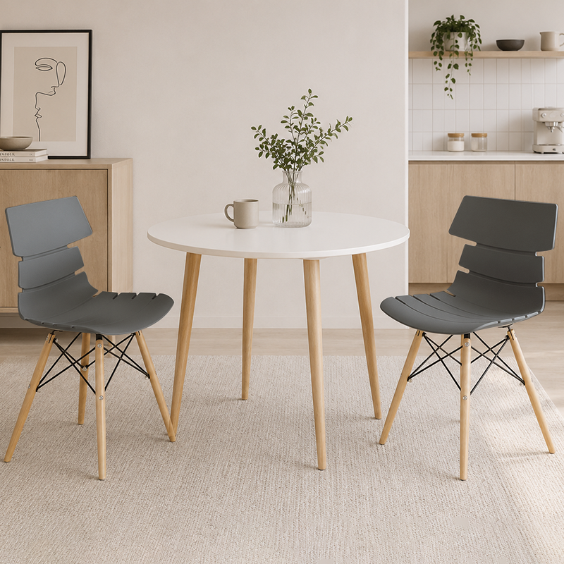 Contemporary Beech Wood Legs Steel Cross Bracing Chair - Creative Geometric Gray Dining Chair For Dining Room