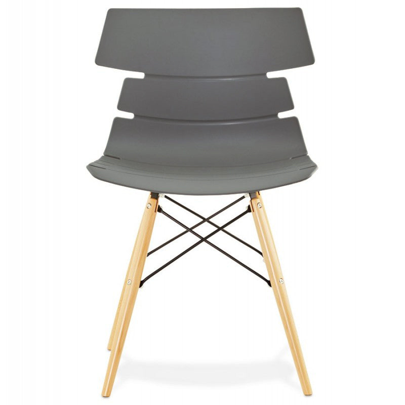 Contemporary Beech Wood Legs Steel Cross Bracing Chair - Creative Geometric Gray Dining Chair For Dining Room