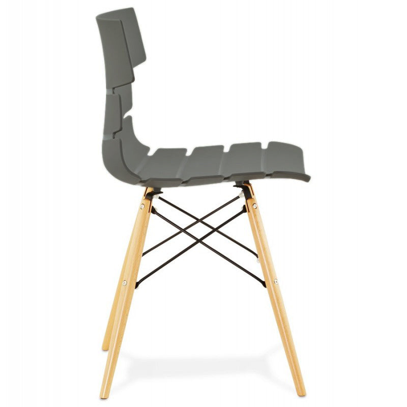 Contemporary Beech Wood Legs Steel Cross Bracing Chair - Creative Geometric Gray Dining Chair For Dining Room