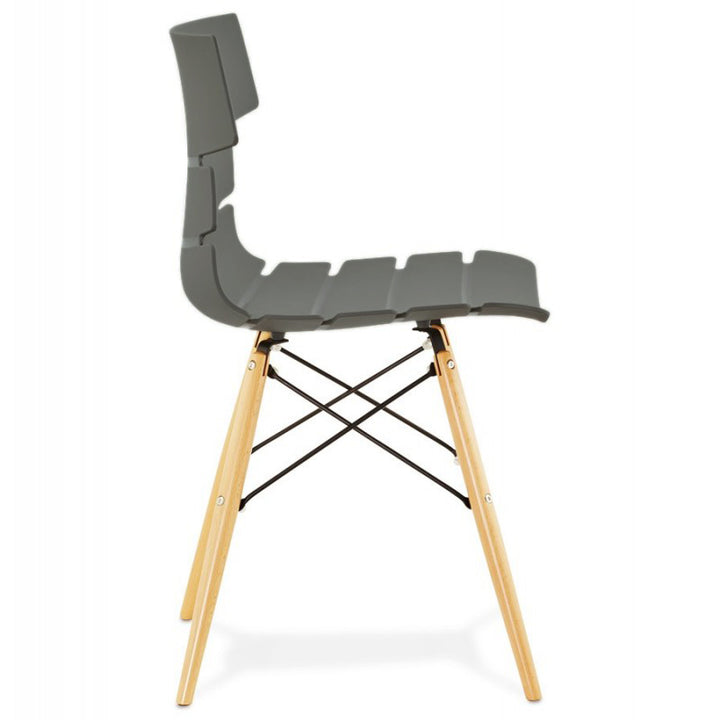 Contemporary Beech Wood Legs Steel Cross Bracing Chair - Creative Geometric Gray Dining Chair For Dining Room