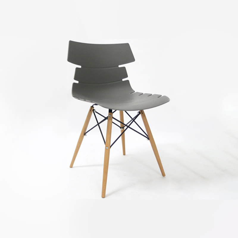 Contemporary Beech Wood Legs Steel Cross Bracing Chair - Creative Geometric Gray Dining Chair For Dining Room