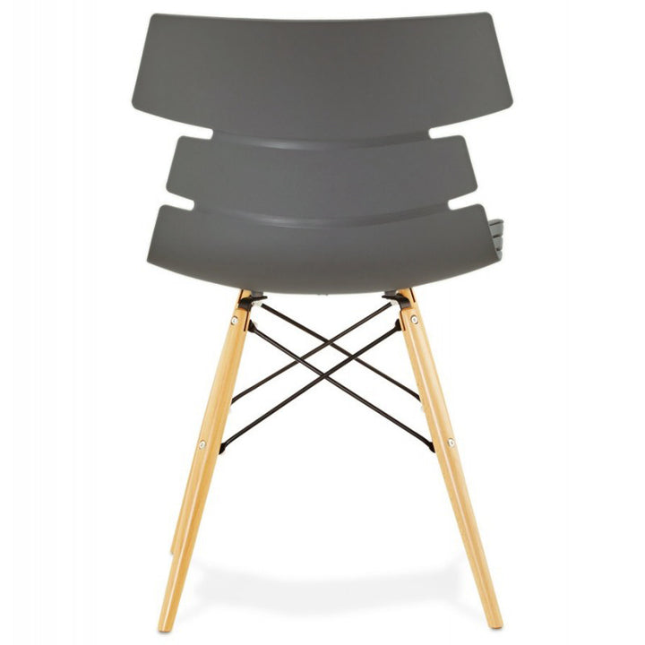 Contemporary Beech Wood Legs Steel Cross Bracing Chair - Creative Geometric Gray Dining Chair For Dining Room