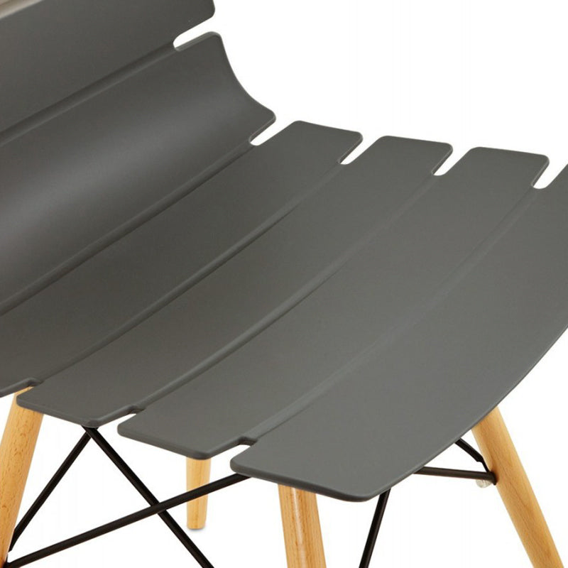 Contemporary Beech Wood Legs Steel Cross Bracing Chair - Creative Geometric Gray Dining Chair For Dining Room