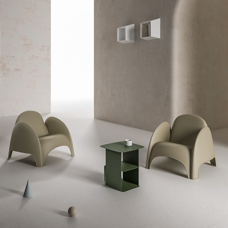 Modern Minimalist Sculptural PP Accent Chair - Curved Barrel Backrest &amp; Integrated Armrest Lounge Chair For Living Room