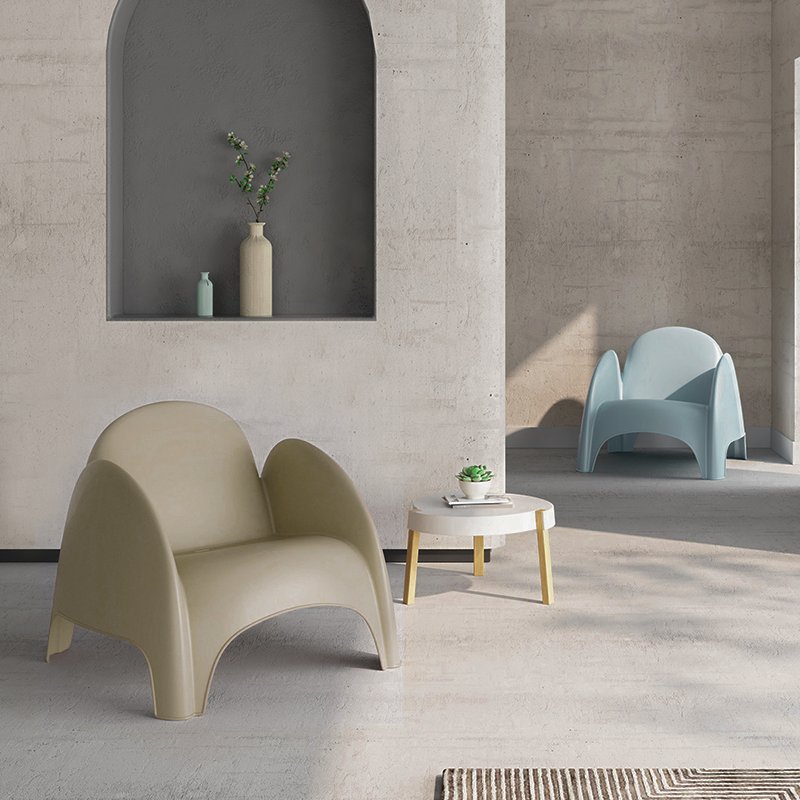 Modern Minimalist Sculptural PP Accent Chair - Curved Barrel Backrest &amp; Integrated Armrest Lounge Chair For Living Room