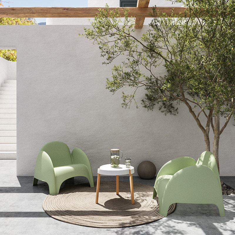 Modern Minimalist Sculptural PP Accent Chair - Curved Barrel Backrest &amp; Integrated Armrest Lounge Chair For Living Room