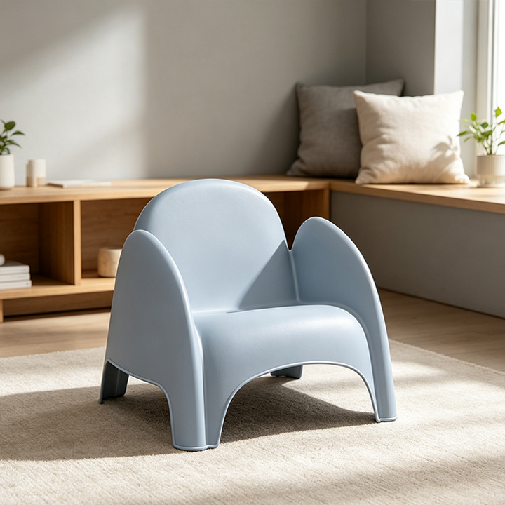 Modern Minimalist Sculptural PP Accent Chair - Curved Barrel Backrest &amp; Integrated Armrest Lounge Chair For Living Room