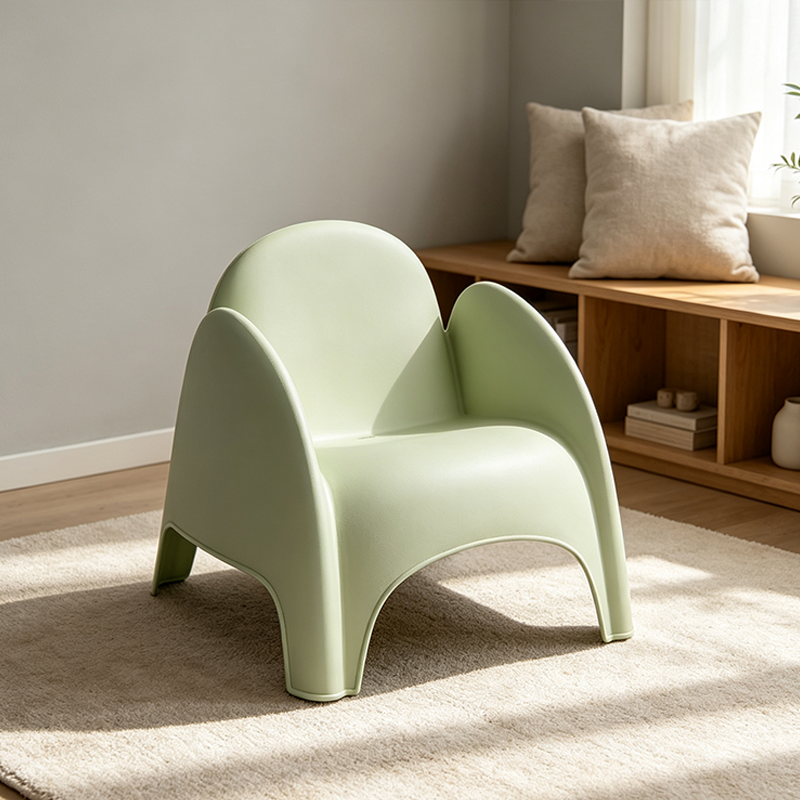 Modern Minimalist Sculptural PP Accent Chair - Curved Barrel Backrest &amp; Integrated Armrest Lounge Chair For Living Room