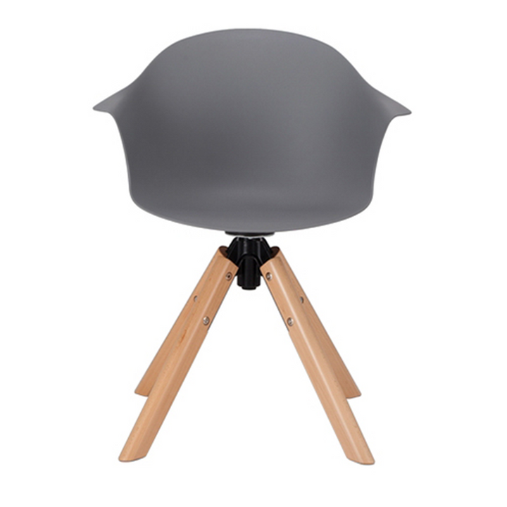 Contemporary Scandinavian PP Dining Chair - Beech Wood Legs &amp; Aluminum Connector Curved Armchair  For Dining Room