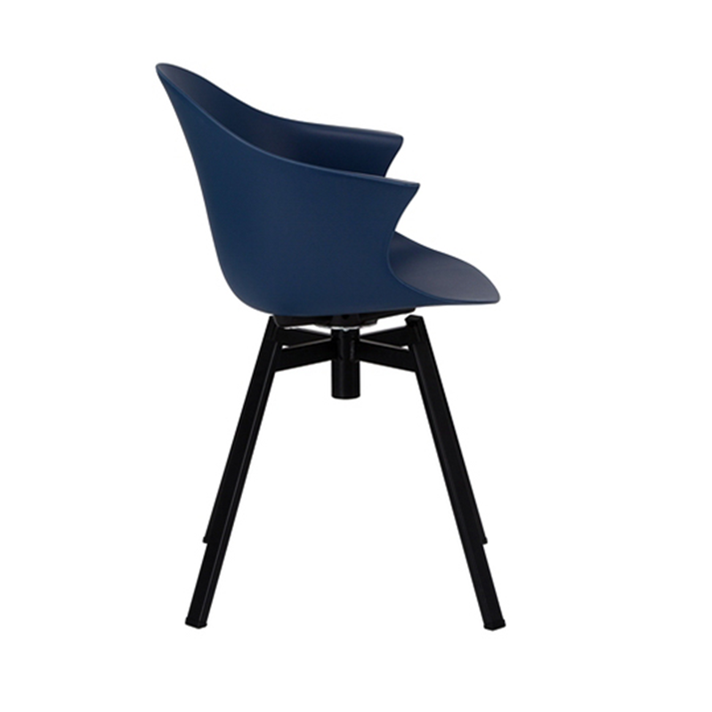 Contemporary Scandinavian Swivel Dining Chair - Curved Armchair With PP Shell And Black Iron Legs For Dining Room