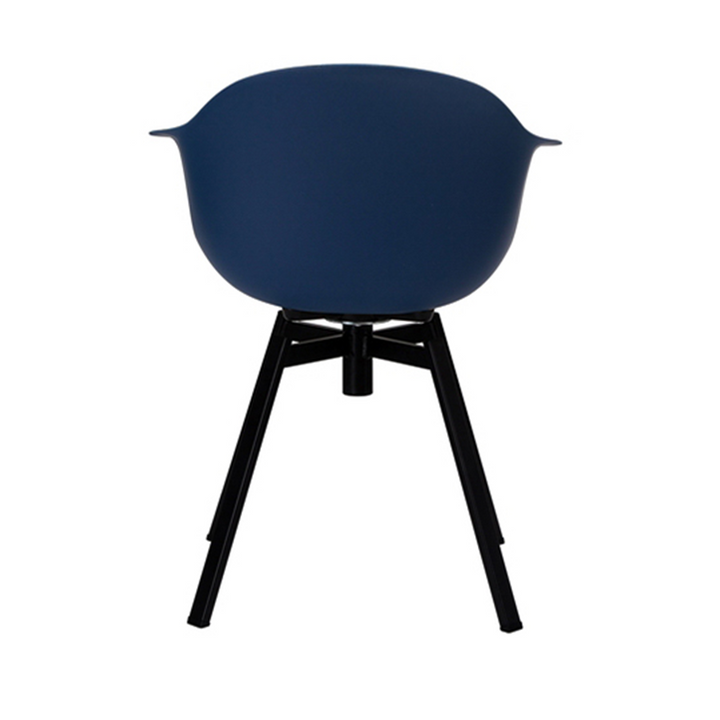 Contemporary Scandinavian Swivel Dining Chair - Curved Armchair With PP Shell And Black Iron Legs For Dining Room