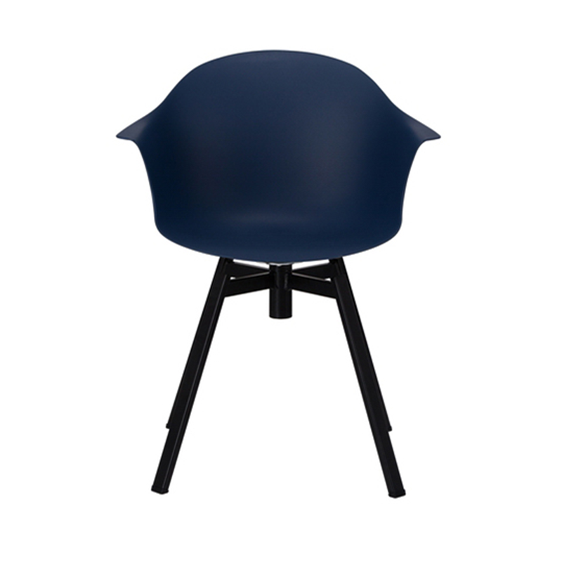 Contemporary Scandinavian Swivel Dining Chair - Curved Armchair With PP Shell And Black Iron Legs For Dining Room