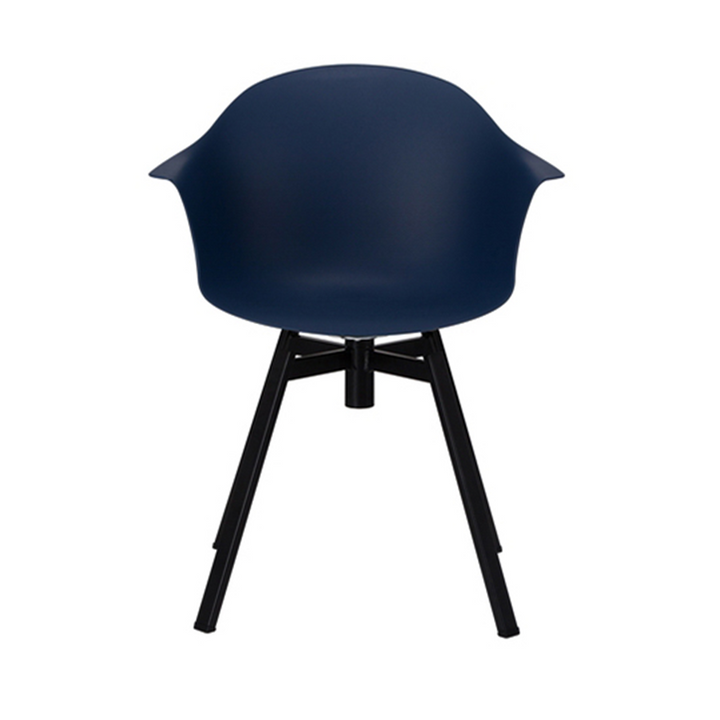 Contemporary Scandinavian Swivel Dining Chair - Curved Armchair With PP Shell And Black Iron Legs For Dining Room