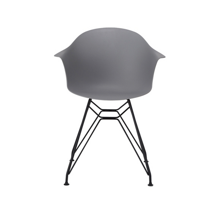 Contemporary Scandinavian PP Dining Chair - Curved Armrest &amp; Black Intersecting Steel Backrest Chair For Dining Room