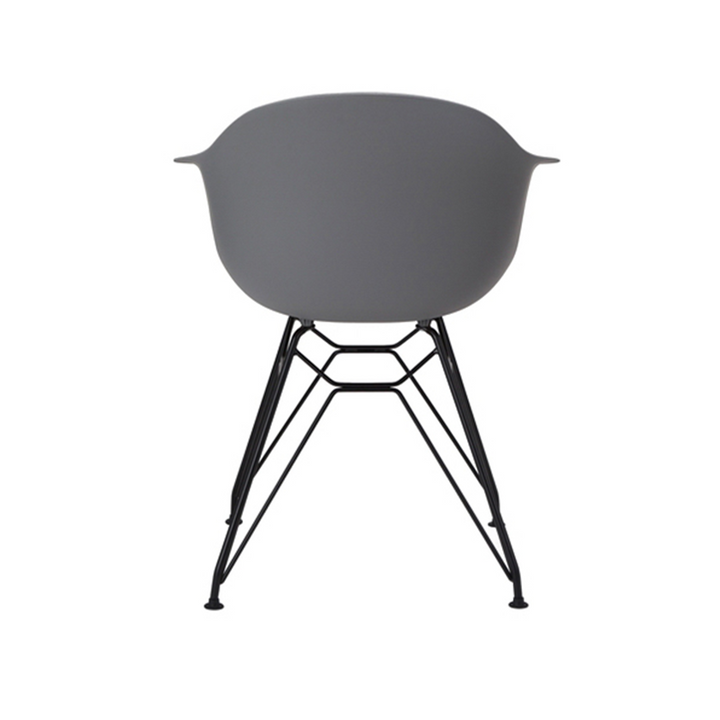 Contemporary Scandinavian PP Dining Chair - Curved Armrest &amp; Black Intersecting Steel Backrest Chair For Dining Room