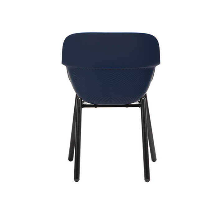 Contemporary Scandinavian Dining Chair - V-Shaped Textured PP Shell &amp; Black Steel Legs Backrest Armrest Chair For Dining Room