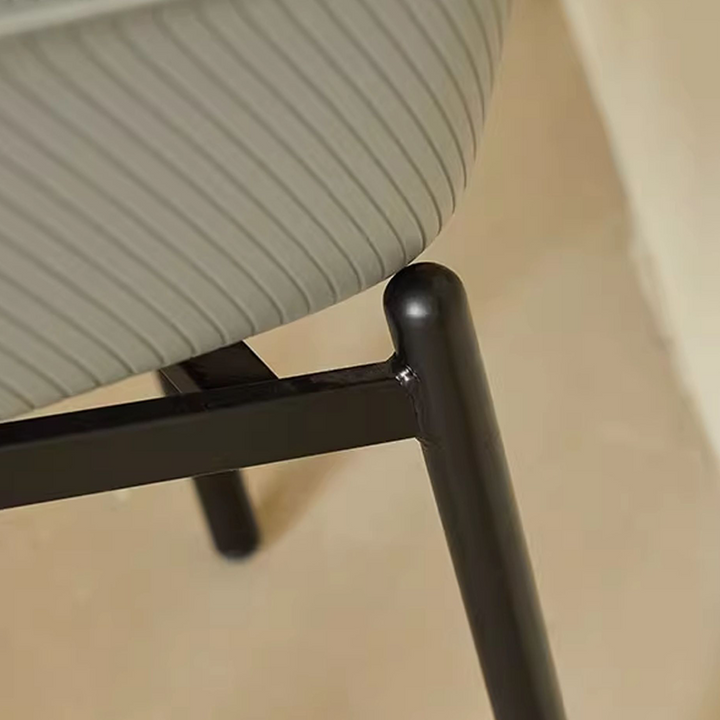 Contemporary Scandinavian Dining Chair - V-Shaped Textured PP Shell &amp; Black Steel Legs Backrest Armrest Chair For Dining Room