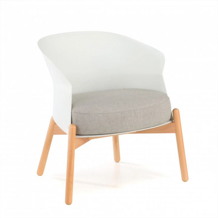 Contemporary Scandinavian Accent Chair - Upholstered Seat &amp; Beech Wood Legs Dining Chair For Dining Room
