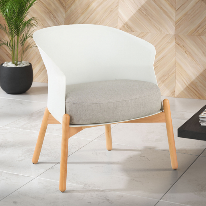 Contemporary Scandinavian Accent Chair - Upholstered Seat &amp; Beech Wood Legs Dining Chair For Dining Room