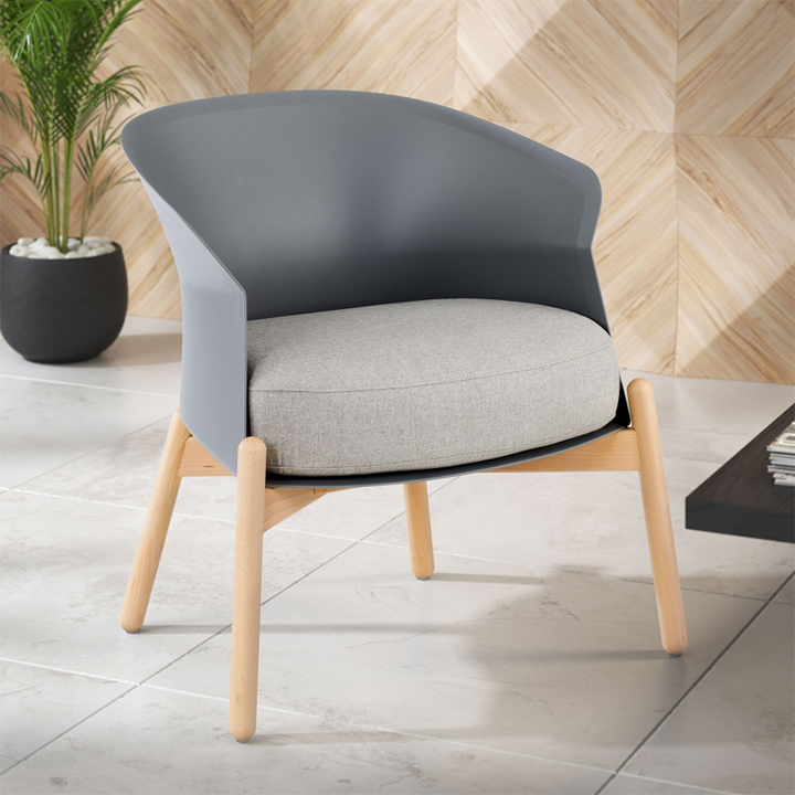 Contemporary Scandinavian Accent Chair - Upholstered Seat &amp; Beech Wood Legs Dining Chair For Dining Room
