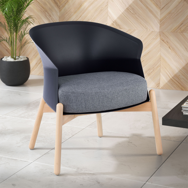 Contemporary Scandinavian Accent Chair - Upholstered Seat &amp; Beech Wood Legs Dining Chair For Dining Room