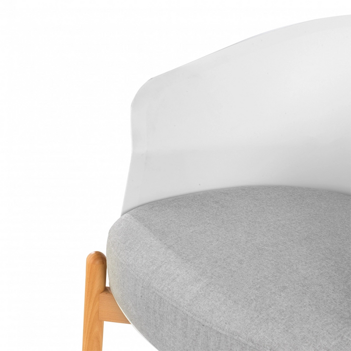 Contemporary Scandinavian Accent Chair - Upholstered Seat &amp; Beech Wood Legs Dining Chair For Dining Room