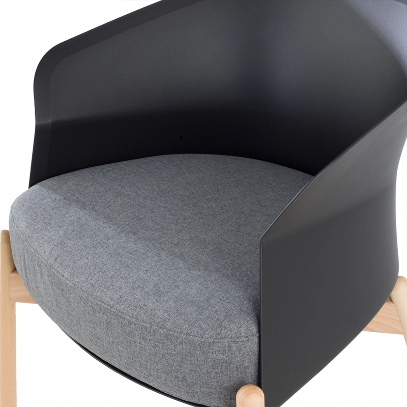 Contemporary Scandinavian Accent Chair - Upholstered Seat &amp; Beech Wood Legs Dining Chair For Dining Room