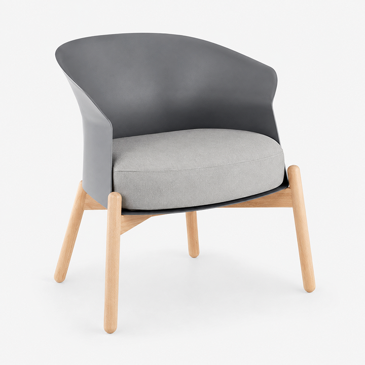 Contemporary Scandinavian Accent Chair - Upholstered Seat &amp; Beech Wood Legs Dining Chair For Dining Room