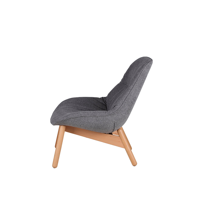 Contemporary Scandinavian Upholstered Accent Chair - Plush Fabric Seat &amp; Beech Wood Legs Backrest For Living Room