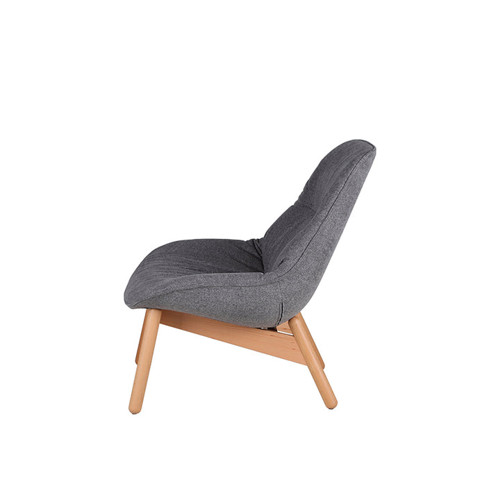 Contemporary Scandinavian Upholstered Accent Chair - Plush Fabric Seat &amp; Beech Wood Legs Backrest For Living Room