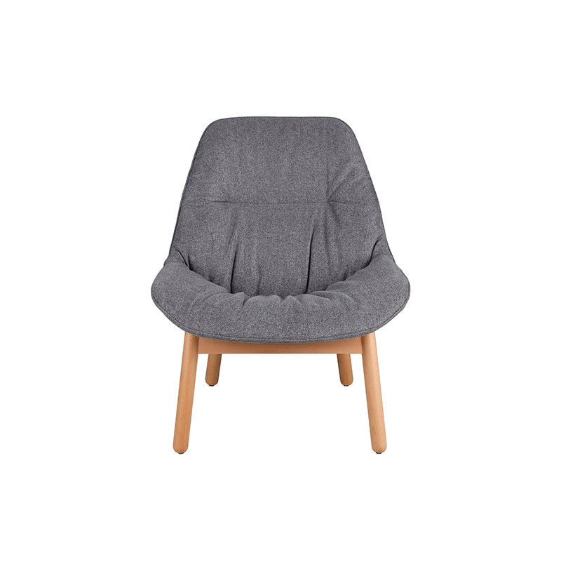 Contemporary Scandinavian Upholstered Accent Chair - Plush Fabric Seat &amp; Beech Wood Legs Backrest For Living Room