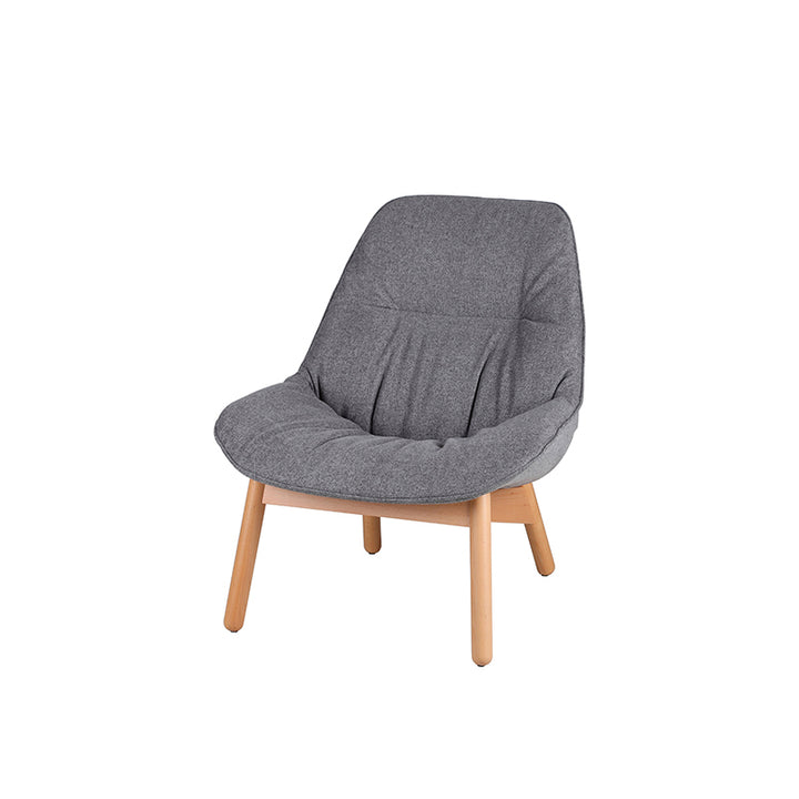 Contemporary Scandinavian Upholstered Accent Chair - Plush Fabric Seat &amp; Beech Wood Legs Backrest For Living Room