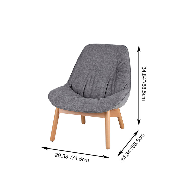 Contemporary Scandinavian Upholstered Accent Chair - Plush Fabric Seat & Beech Wood Legs Backrest For Living Room