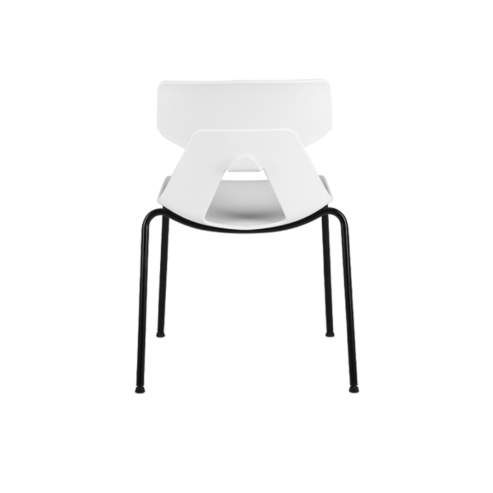 Modern Minimalist Armless Dining Chair - Geometric Open PP Backrest &amp; Black Steel Legs For Dining Chair