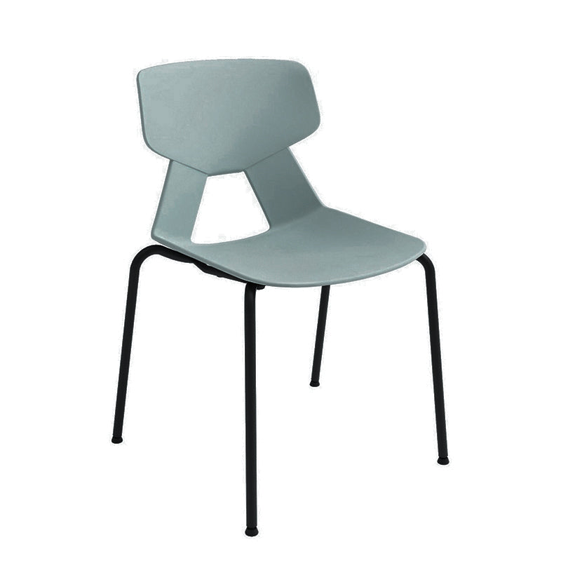 Modern Minimalist Armless Dining Chair - Geometric Open PP Backrest &amp; Black Steel Legs For Dining Chair