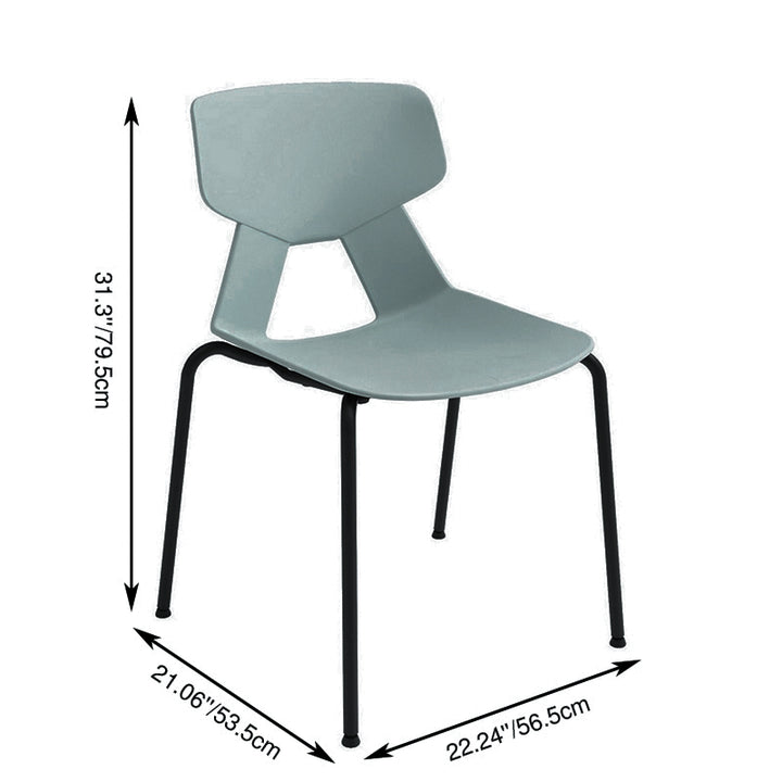 Modern Minimalist Armless Dining Chair - Geometric Open PP Backrest &amp; Black Steel Legs For Dining Chair