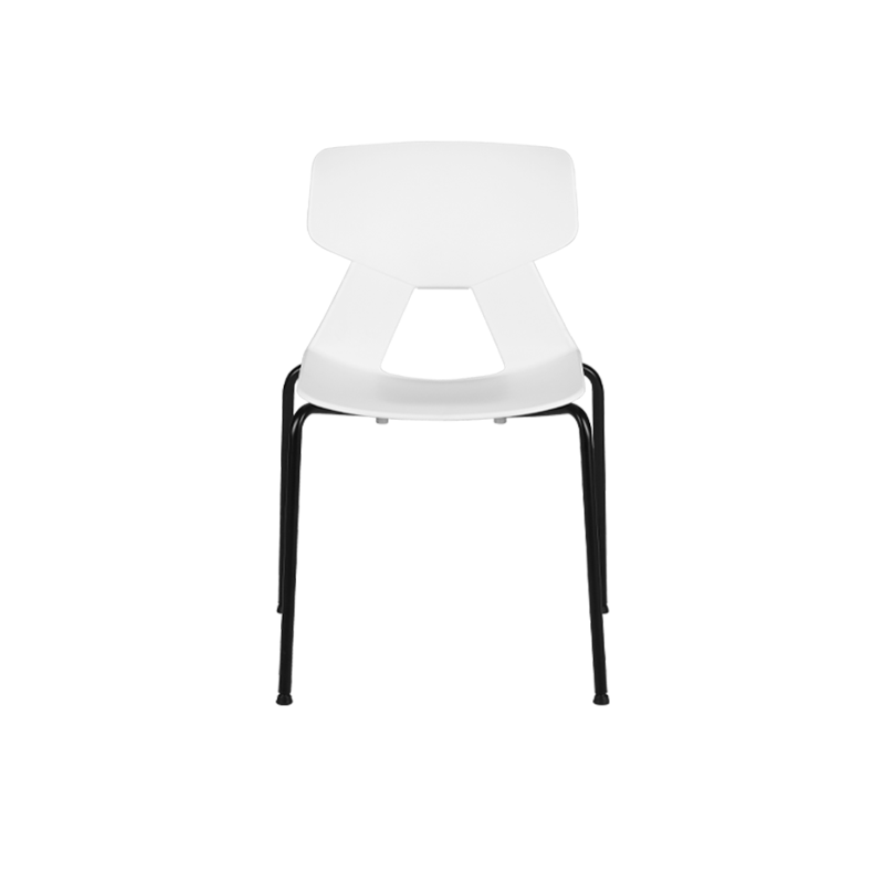 Modern Minimalist Armless Dining Chair - Geometric Open PP Backrest &amp; Black Steel Legs For Dining Chair