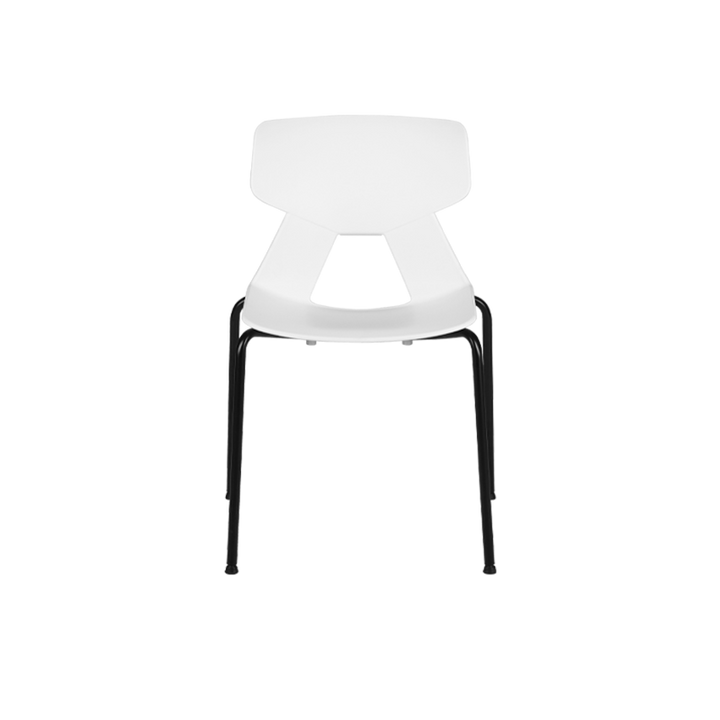 Modern Minimalist Armless Dining Chair - Geometric Open PP Backrest &amp; Black Steel Legs For Dining Chair