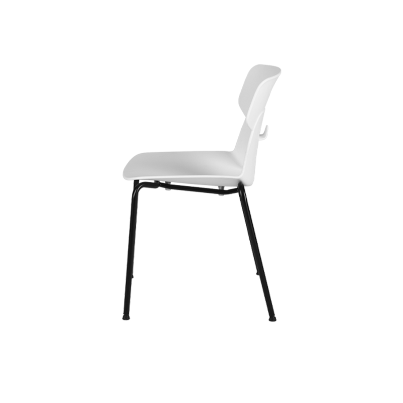 Modern Minimalist Armless Dining Chair - Geometric Open PP Backrest &amp; Black Steel Legs For Dining Chair