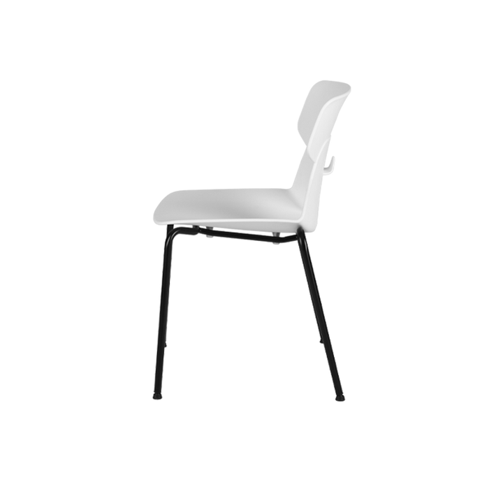Modern Minimalist Armless Dining Chair - Geometric Open PP Backrest &amp; Black Steel Legs For Dining Chair